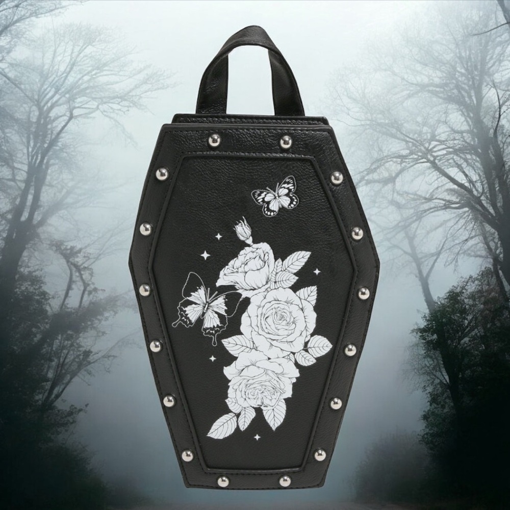 Butterfly Rose Coffin Mini Backpack ⚰️⚰️🦇🦇